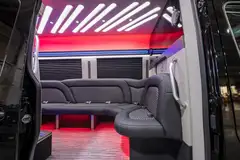 Sprinter entry with red floor lighting