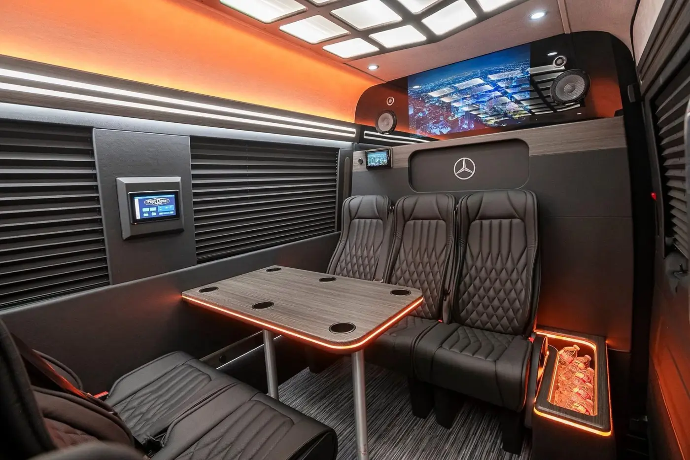 Executive Mercedes-Benz Sprinter staged at a Fulton County Airport FBO in Atlanta